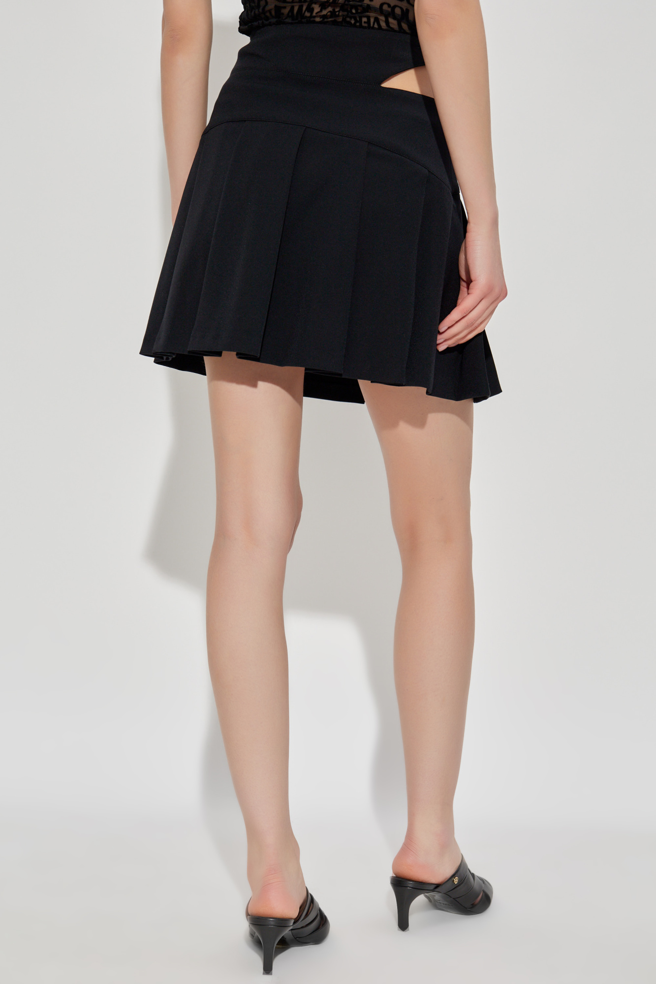 スカート VERSACE JEANS COUTURE Woman Skirt Black Black Skirt with decorative slit Versace Jeans Couture